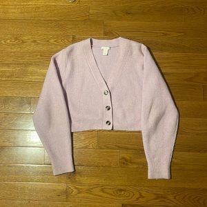 H and M light pink rib-knit cardigan. Size Large